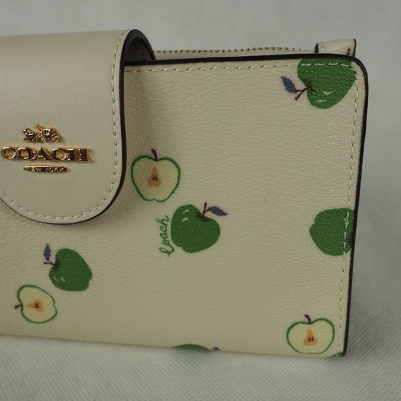 Coach Tech Wallet Canvas Leather Phone Apple Print Chalk White Green Multi C4607 - Picture 3 of 10